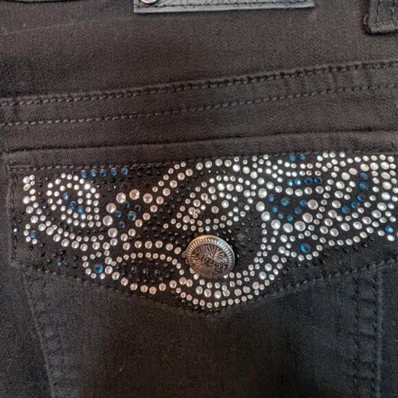 NTW Y2K Tru Luxe Womens Black Denim Jewel Embellished Bootcut Jeans Size 10 - Picture 7 of 7